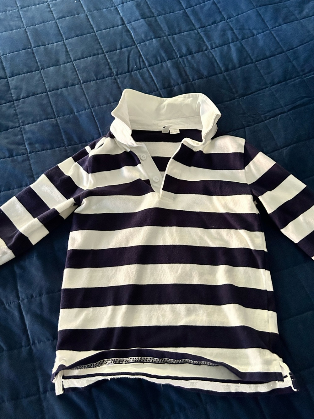 Janie and Jack 5t Navy and White Striped Polo Rugby top